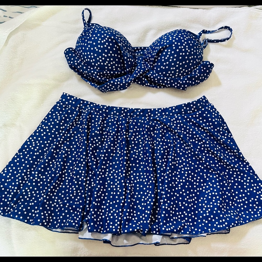 Blue polka dot bathing suit
